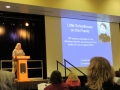 A dymanic speaker talks about education in the 19th century.  Much more rigorous than we may suppose! (Photo courtesy: Cindy Wilson)
